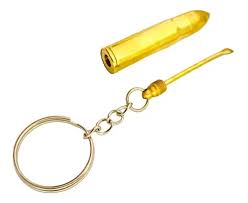 CUCHARA LLAVERO DISEÑO BALA, COLOR DORADO